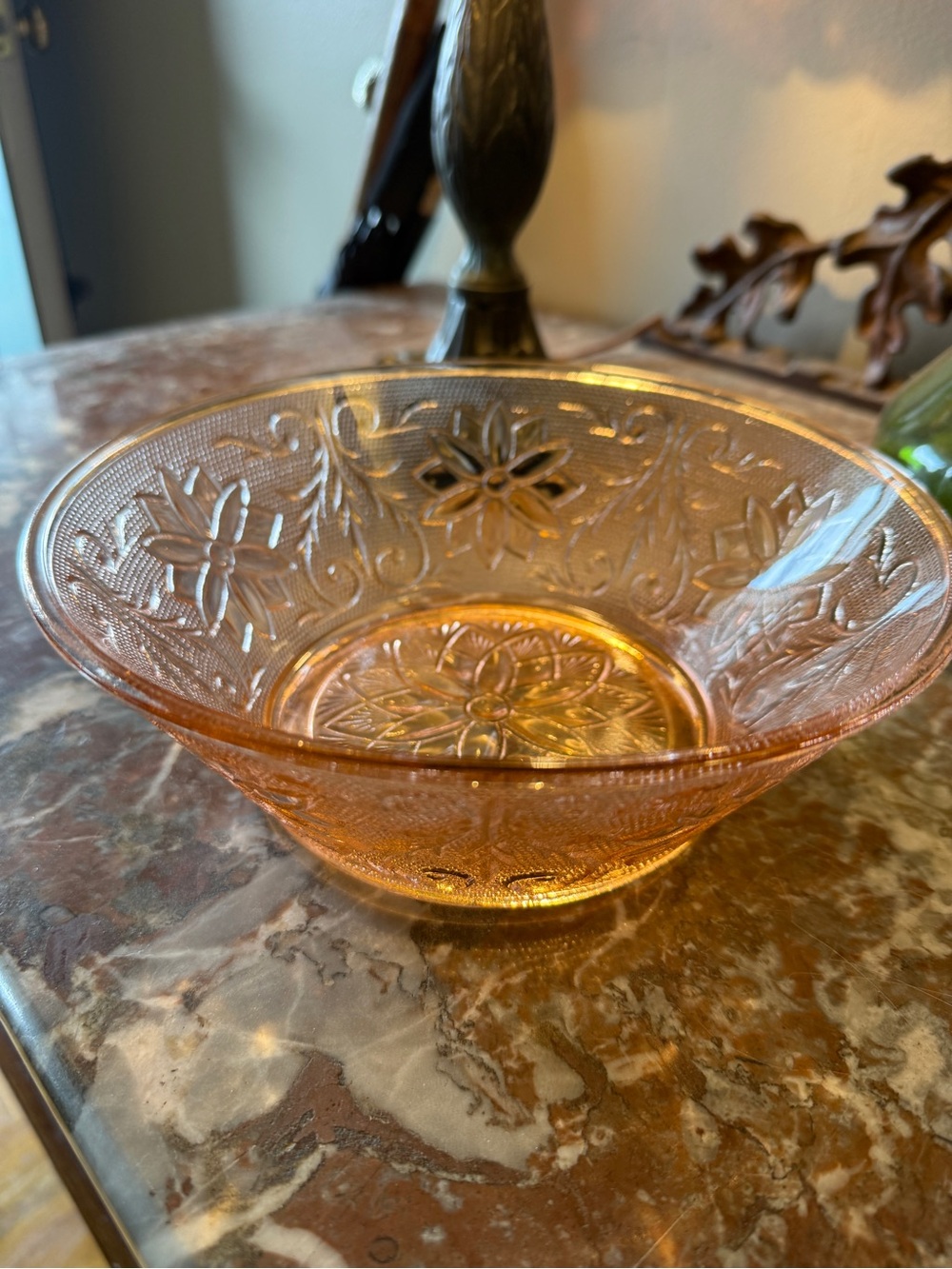 Vintage Indiana Glass Pink/Peach Tiara Sandwich Pattern Salad Bowl